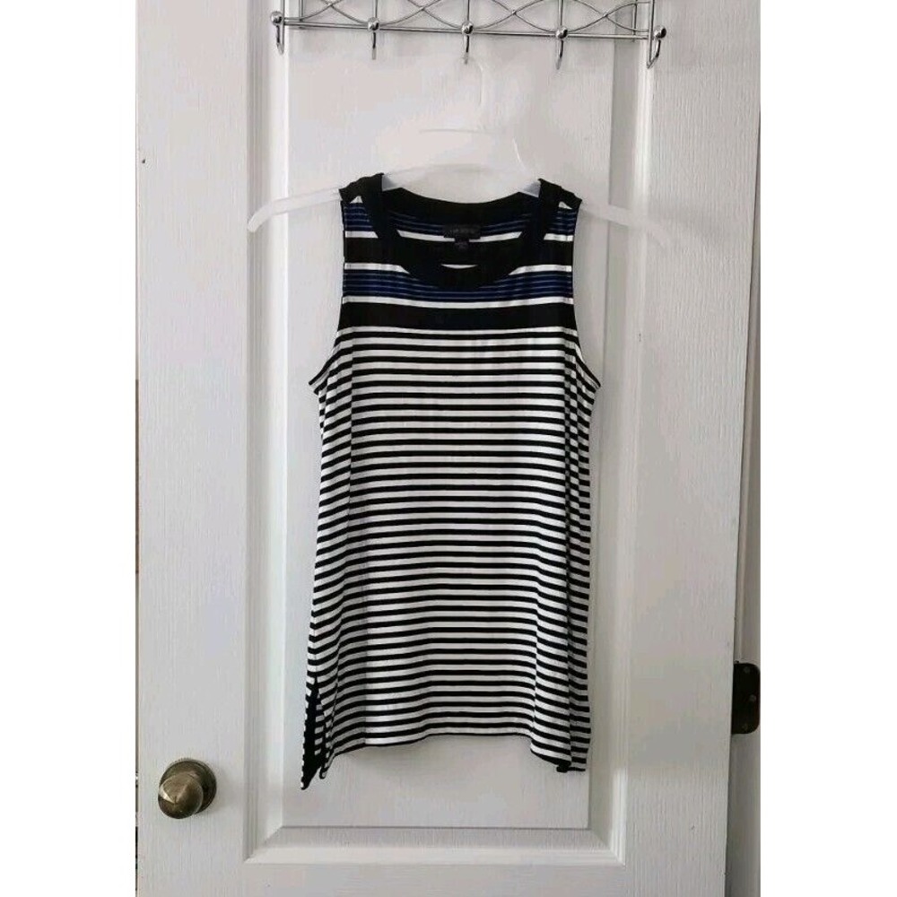 J.Jill Blouse Women Blue White Black Stripe Stretch Tunic‎ Top Size XS Petite
